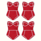 Red Swimsuit Cocktail Napkins (Set of 4)