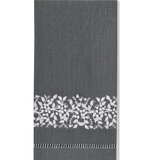 Jardin Linen Hand Towel: White on Taupe