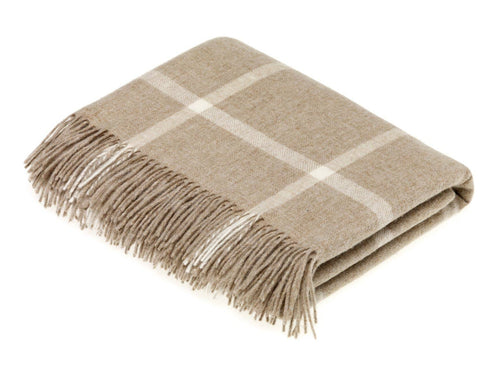 Merino Lambswool Windowpane Beige Throw