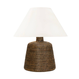 Cape Cod Rattan Table Lamp, Antique Brown with Empire Lampshade